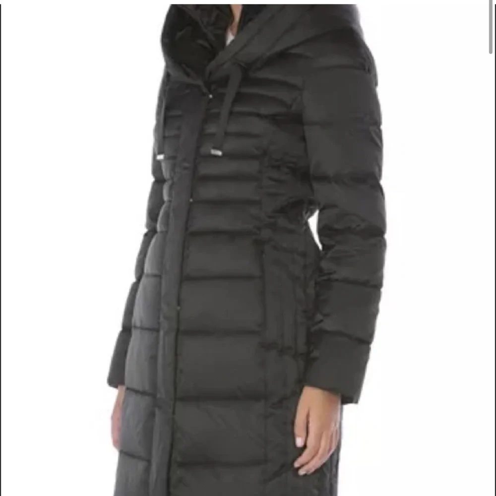 Tahari Black Mia Fitted Puffer Coat 02. - Picture 11 of 16
